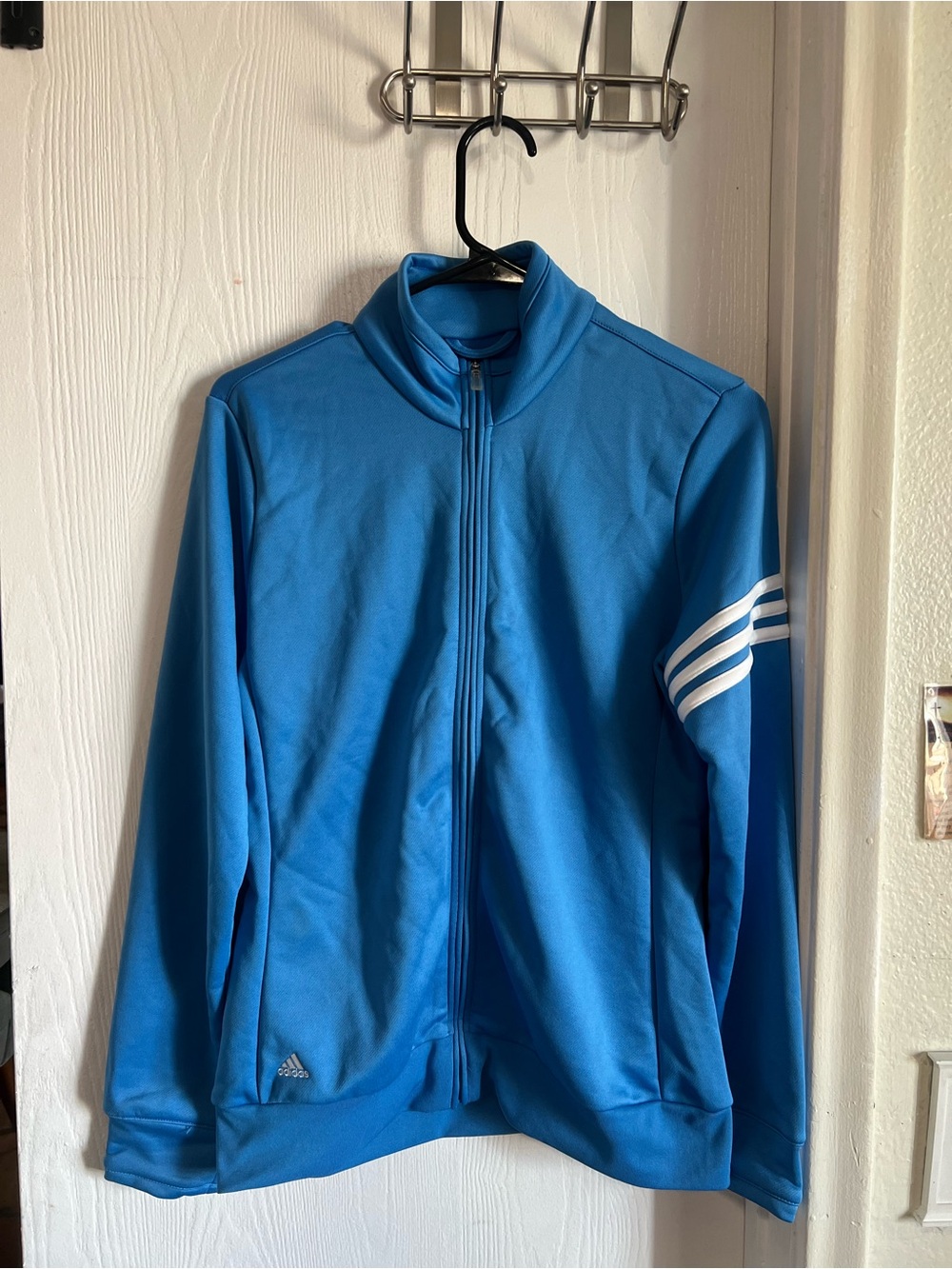 Adidas Women Climalite Light Blue 3 Stripes French Terry Full Zip Jacket Size M